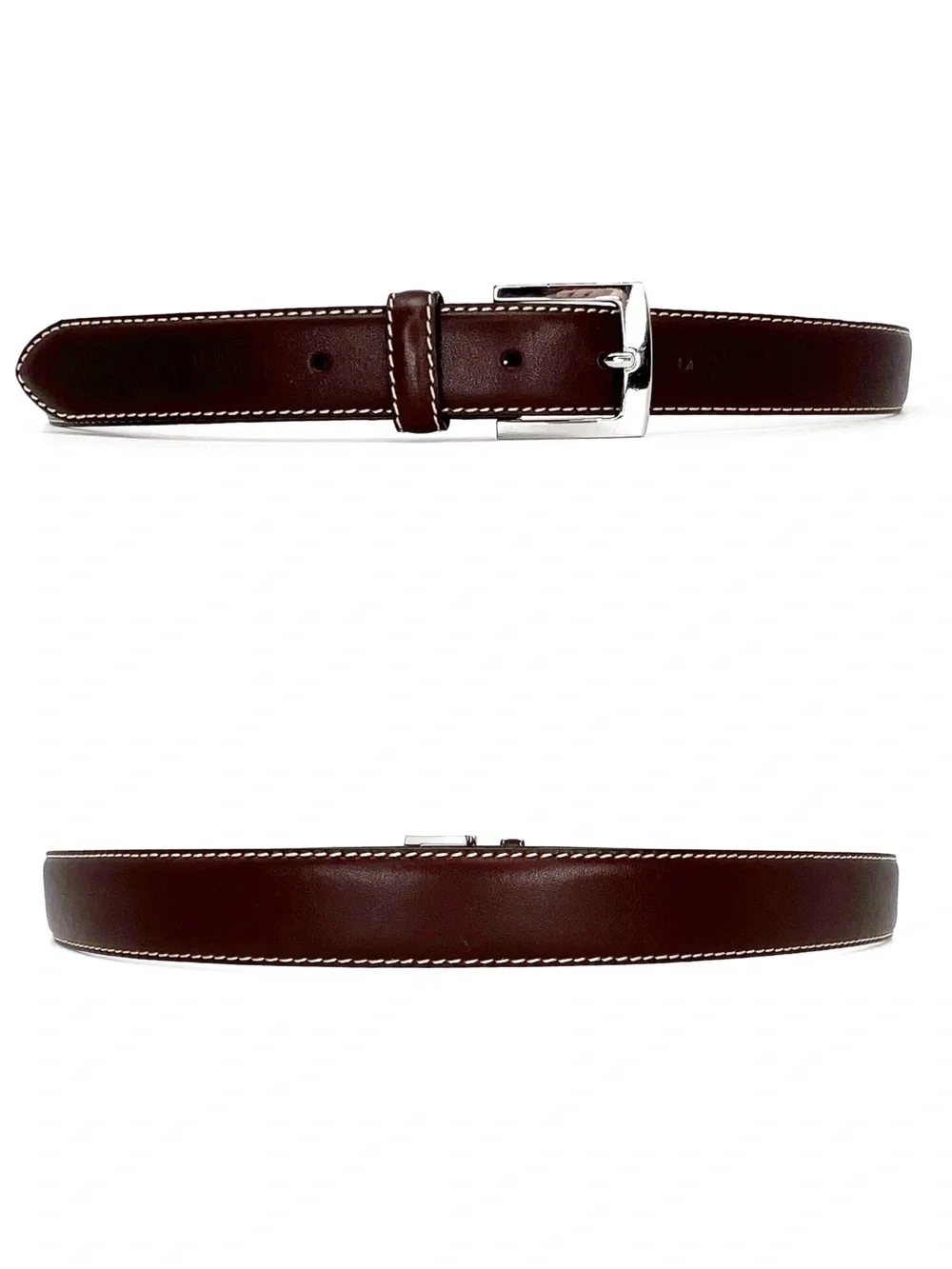 Vintage Brooks Brothers Brown Leather Men’s Belt Size 38 Silver-toned Buckle Vtg